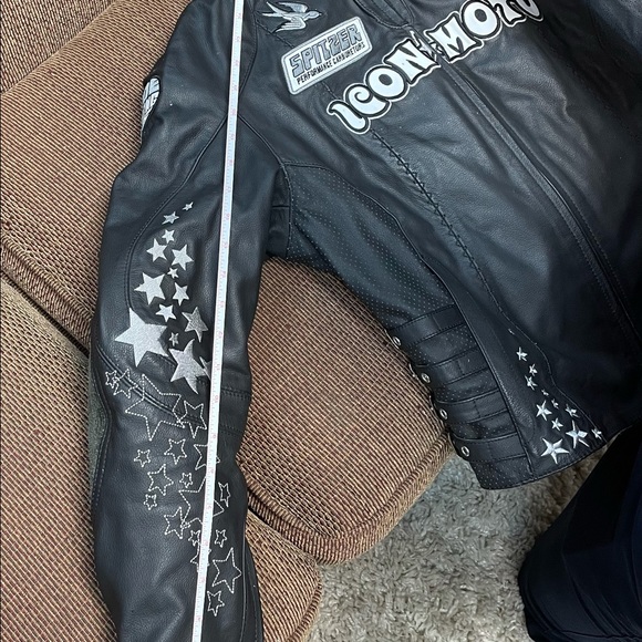 Icon black “bombshell” leather motorcycle jacket - Picture 5 of 10